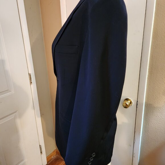 Evan Picone Mens Navy Blue 100% Wool Sport Coat Suit Jacket Blazer Sz 40 READESC - Picture 4 of 14